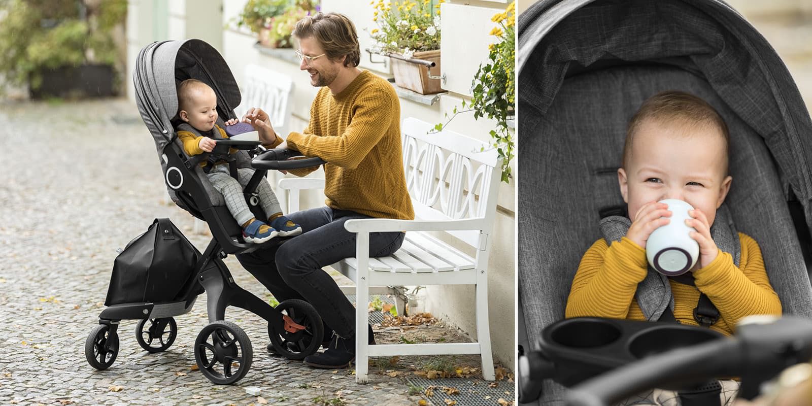 baby stroller with food tray