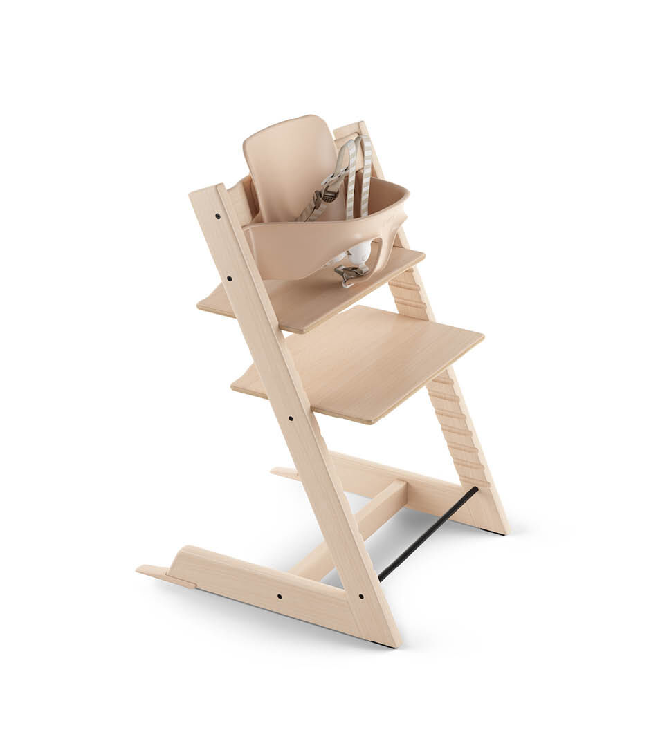 Tripp Trapp High Chair and Cushion with Stokke Tray -- Natural / Glacier Green