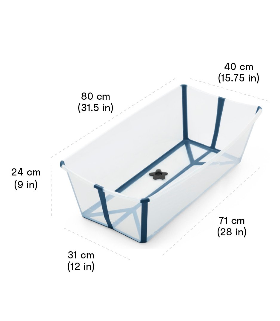 Stokke® FlexiBath® X-Large Transparent Blue. Measurement details.