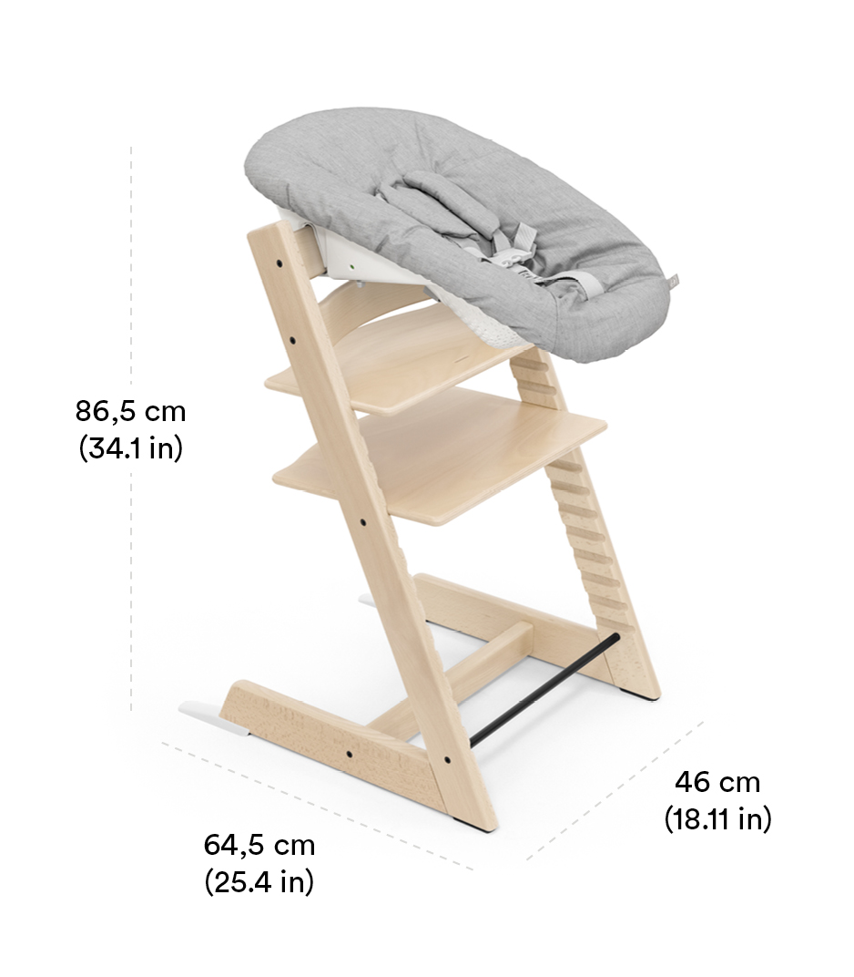 Tripp Trapp® Chair Natural with Newborn Set. Measurements